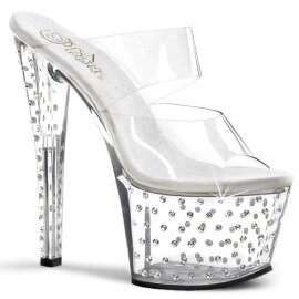 Pleaser Mules STARDUST-702 Transparent Argent EU-35/US-5