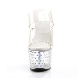 Pleaser Mules STARDUST-702 Transparent Argent EU-35/US-5