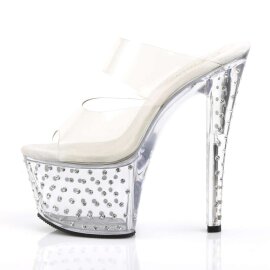 Pleaser Mules STARDUST-702 Transparent Argent EU-37/US-7