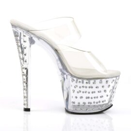 Pleaser Mules STARDUST-702 Transparent Argent EU-37/US-7