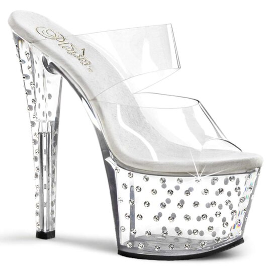 Pleaser Mules STARDUST-702 Transparent Argent EU-38/US-8