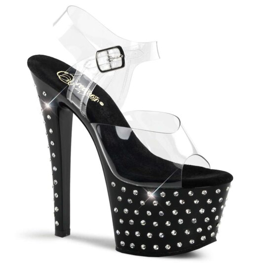 Pleaser Sandales STARDUST-708 Transparent Noir EU-35/US-5