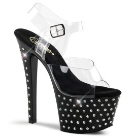 Pleaser Sandales STARDUST-708 Transparent Noir EU-35/US-5