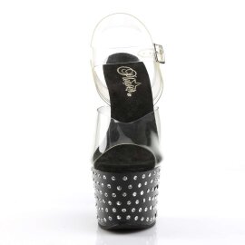Pleaser Sandales STARDUST-708 Transparent Noir EU-35/US-5