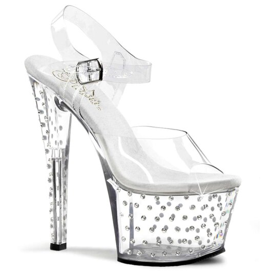 Pleaser Sandales STARDUST-708 Transparent Argent EU-35/US-5