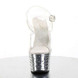 Pleaser Sandales STARDUST-708 Transparent Argent Chrome...