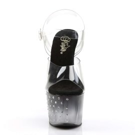 Pleaser Sandales STARDUST-708T Transparent Noir EU-35/US-5