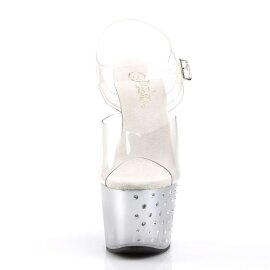 Pleaser Sandales STARDUST-708T Transparent Argent Strass...