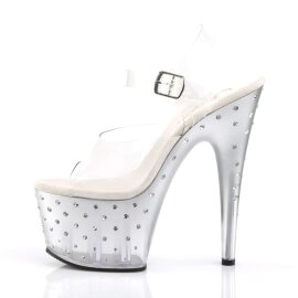 Pleaser Sandales STARDUST-708T Transparent Argent Strass EU-37/US-7