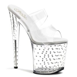 Pleaser Mules STARDUST-802 Transparent Argent EU-35/US-5