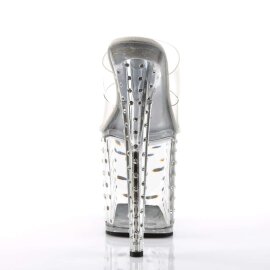 Pleaser Mules STARDUST-802 Transparent Argent EU-37/US-7