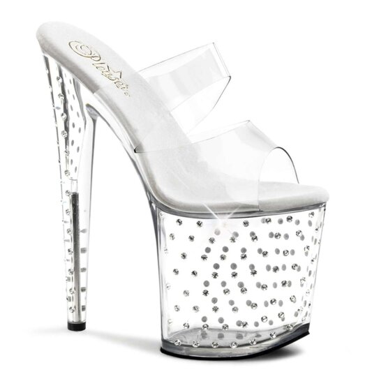Pleaser Mules STARDUST-802 Transparent Argent EU-38/US-8
