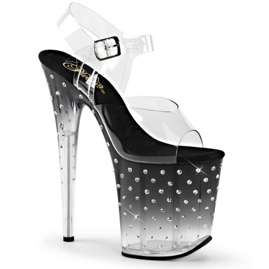 Pleaser Sandales STARDUST-808T Transparent Noir EU-35/US-5