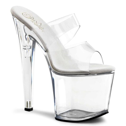 Pleaser Mules TABOO-702 Transparent Argent EU-42/US-12
