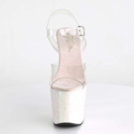Pleaser Sandales UNICORN-708LG Transparent Argent Multi Paillettes EU-40/US-10
