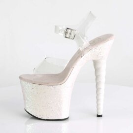 Pleaser Sandales UNICORN-708LG Transparent Argent Multi Paillettes EU-40/US-10