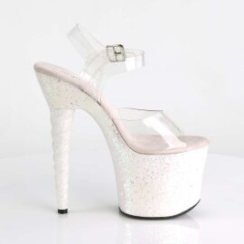 Pleaser Sandales UNICORN-708LG Transparent Argent Multi Paillettes EU-40/US-10