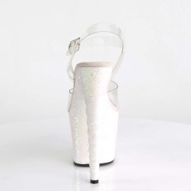 Pleaser Sandales UNICORN-708LG Transparent Argent Multi Paillettes EU-36/US-6