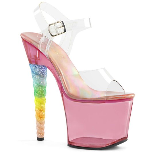 Pleaser Sandales UNICORN-708T Transparent Rose-Bigarré EU-35/US-5