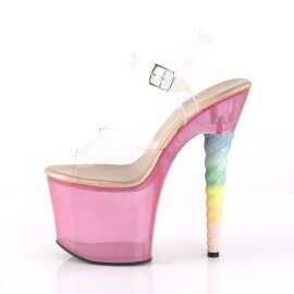 Pleaser Sandales UNICORN-708T Transparent Rose-Bigarré EU-35/US-5