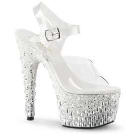 Pleaser Sandales ADORE-708MR-5 Transparent Blanc-Argent...