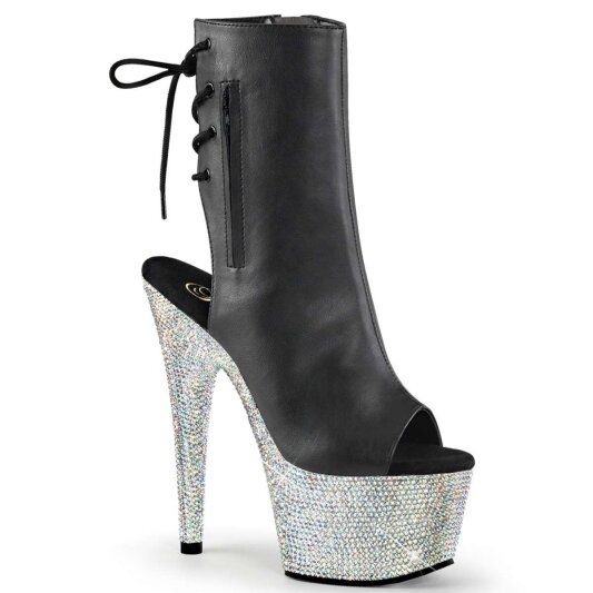 Pleaser Bottines BEJEWELED-1018DM-7 Faux cuir Noir Strass Argent EU-41/US-11