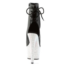 Pleaser Bottines BEJEWELED-1018DM-7 Faux cuir Noir Strass Argent EU-41/US-11