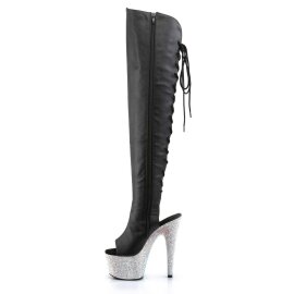 Pleaser Cuissardes BEJEWELED-3019DM-7 Faux cuir Noir Strass Argent EU-35 / US-5