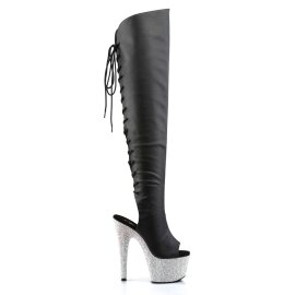 Pleaser Cuissardes BEJEWELED-3019DM-7 Faux cuir Noir Strass Argent EU-35 / US-5