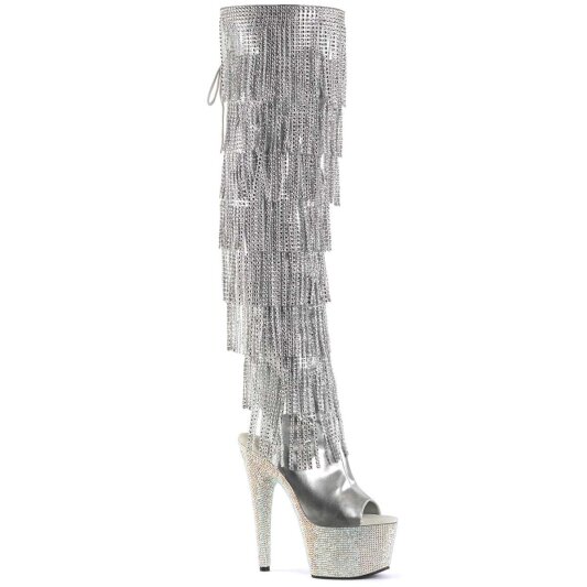 Pleaser Bottes cuissardes BEJEWELED-3019RSF-7 Argent Métallique Strass EU-35/US-5