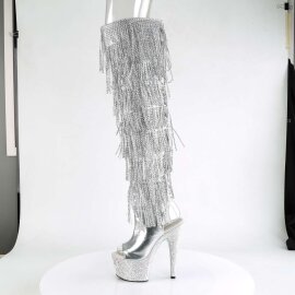 Pleaser Bottes cuissardes BEJEWELED-3019RSF-7 Argent Métallique Strass EU-35/US-5