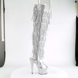 Pleaser Bottes cuissardes BEJEWELED-3019RSF-7 Argent Métallique Strass EU-35/US-5
