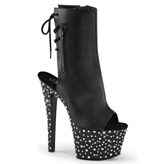 Pleaser Bottines STARDANCE-1018-7 Faux cuir Noir Strass Argent EU-35/US-5