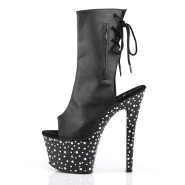 Pleaser Bottines STARDANCE-1018-7 Faux cuir Noir Strass Argent EU-38/US-8