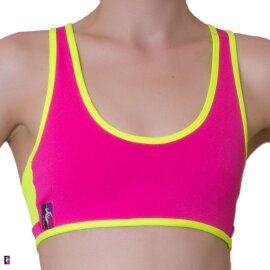 PoleFit Haut Retro Sport XS Rose/Néon Jaune