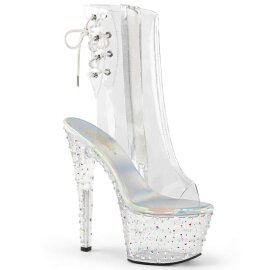 Pleaser Bottines STARDANCE-1018C-7 Transparent Argent...