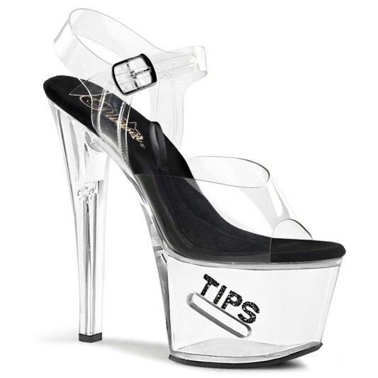 Pleaser Sandales TIPJAR-708-5 Transparent Noir EU-37/US-7
