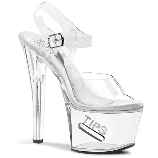 Pleaser Sandales TIPJAR-708-5 Transparent Argent EU-35/US-5