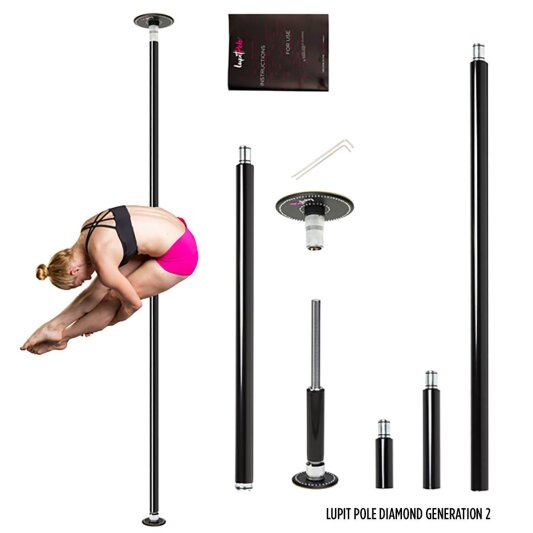 Lupit Pole Diamond G2 45 mm avec revêtement thermolaqué noir 2,30 m - 2,80 m