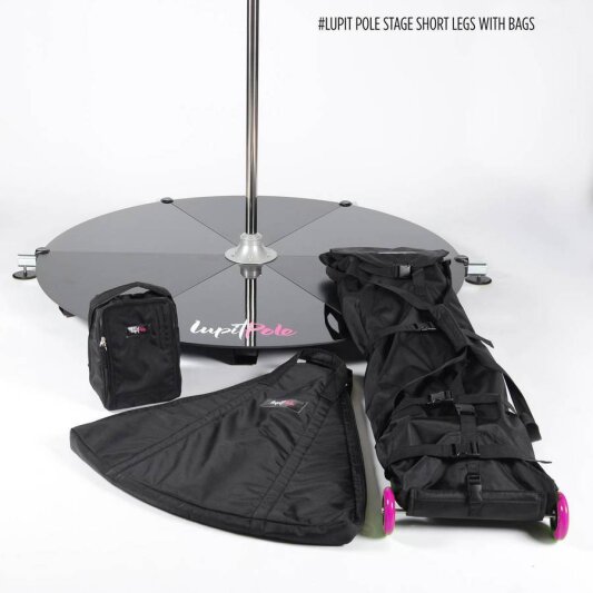 Lupit Pole Stage Pieds courts Chrome 45 mm avec sacs de transport