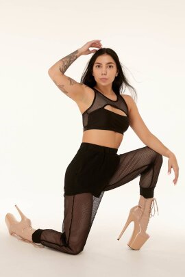 Polerina Pantalon de jogging Noir avec résille L