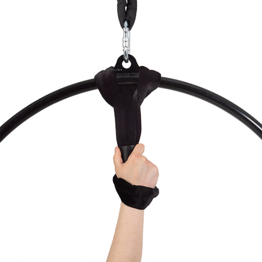 Sangle de poignet pour cerceaux aériens velours Noir