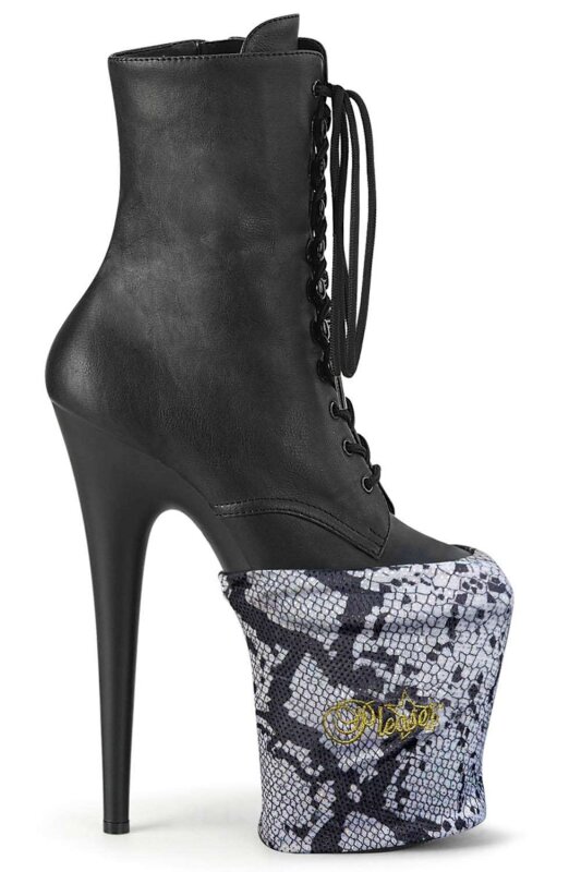 Pleaser Protecteur de talons hauts Noir & Blanc Serpent Paillettes