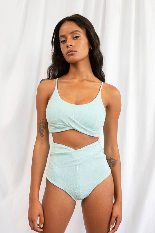 Lunalae Short taille haute Paris Bleu cristal XS