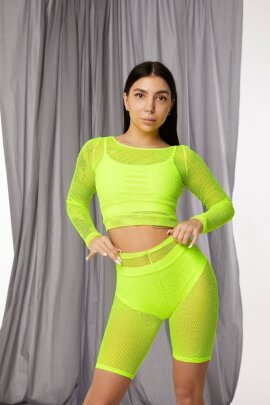 Haut Polerina Jaya mailles grossières Jaune néon S