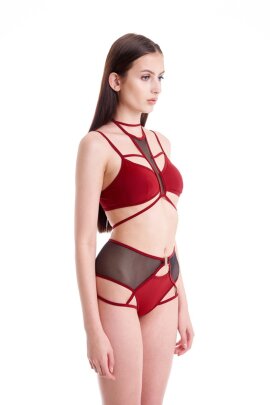 Hamade Activewear Short jarretière taille haute Rouge