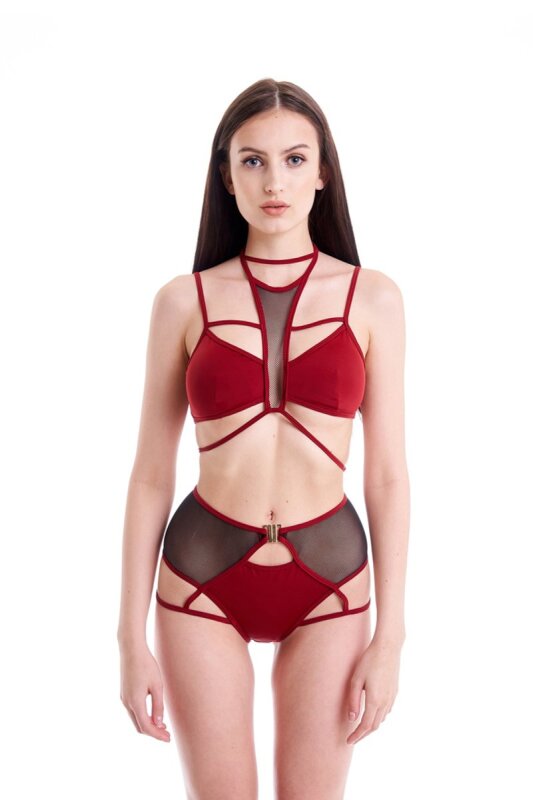 Hamade Activewear Short jarretière taille haute Rouge XL