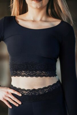 Dragonfly Crop top avec dentelle Pavi Noir M