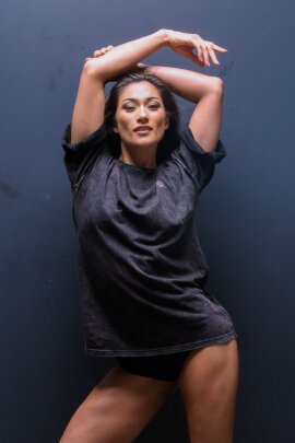 AMBR Designs T-Shirt délavé Noir S