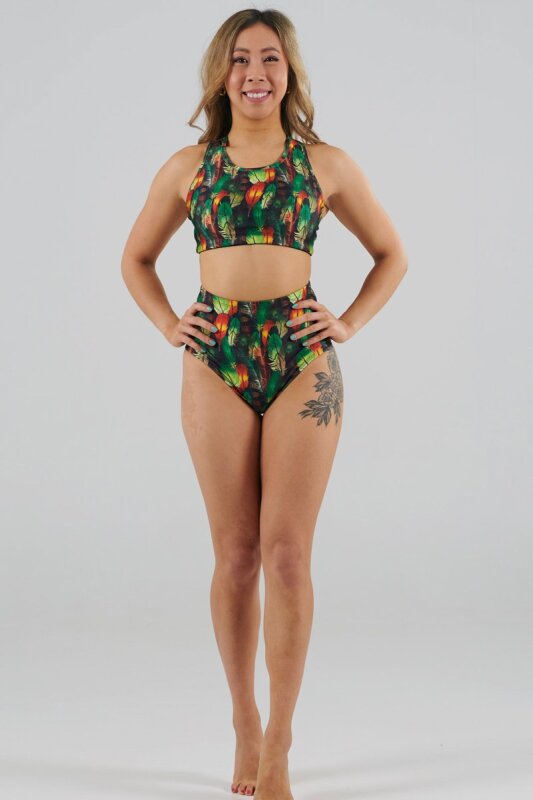 Juicee Peach Short brésilien taille haute Boho Feathers S